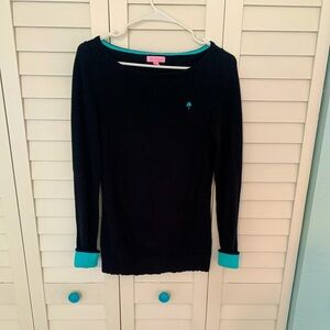 Lilly Pulitzer Black Sweater with Teal Accents Size Small